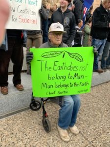 Elderly climate protester in Edmonton, Canada
